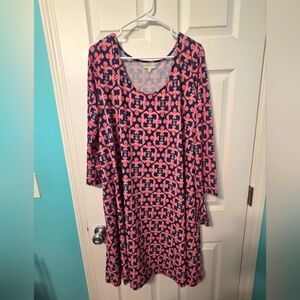 Pink and Blue Patterned Women's Simply Southern Dress